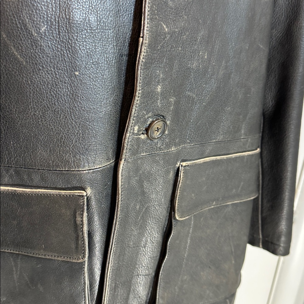Colebrook Lined Signature Distressed Leather Coat & Scarf XL Like New - Picture 8 of 15
